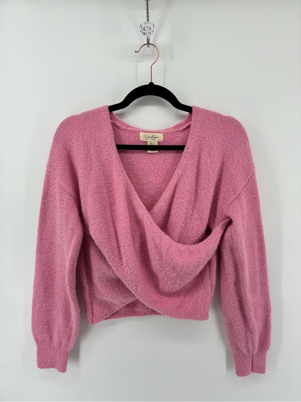 Jessica Simpson Pink Draped V-Neck Sweater
